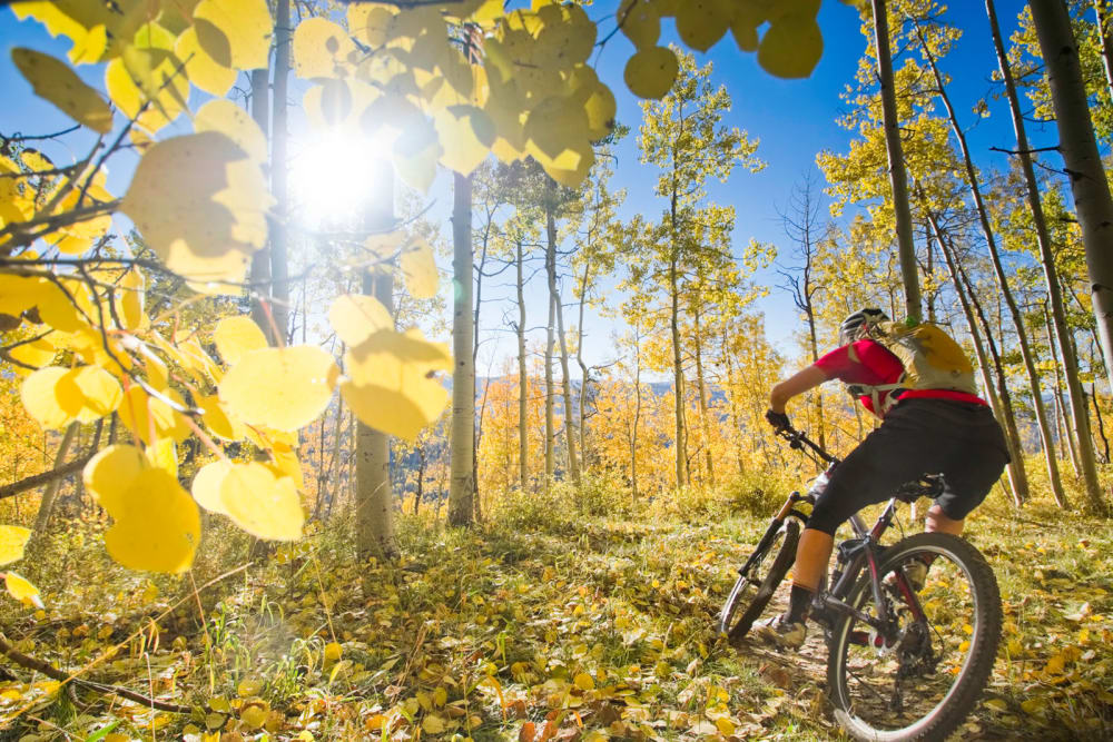 A customer on a bike ride near Firehouse Self Storage in Loveland, Colorado