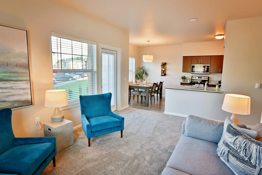 a cozy living area at The Boulevard in Philomath, Oregon