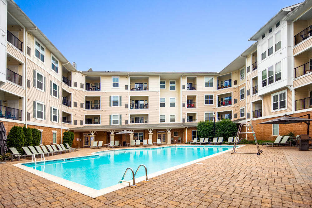 Resort-style pool at Sofi Gaslight Commons in South Orange, New Jersey