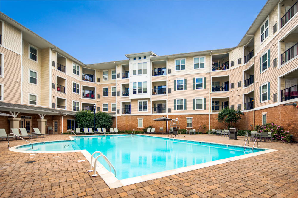 Resort-style pool at Sofi Gaslight Commons in South Orange, New Jersey