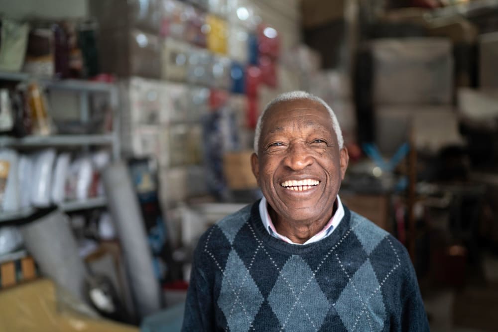 Happy resident at Castle Vista Senior Duplex Community in Atwater, California