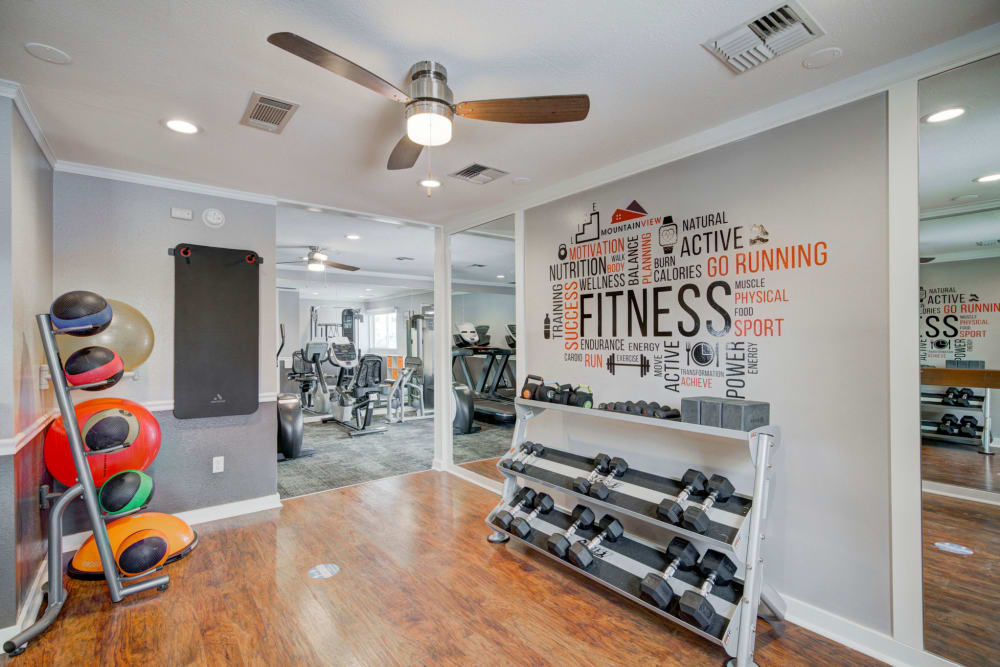 Resident Fitness center at Mountain View Apartments offers a community clubhouse Bozeman, Montana