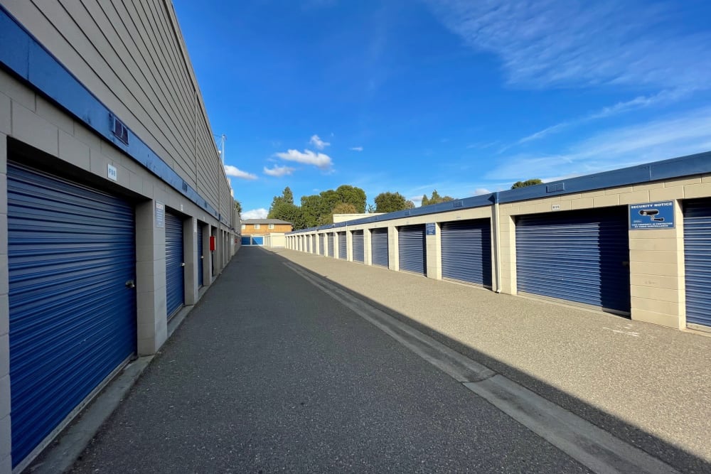 Outside access drive-up units at Storage Solutions in Manteca, California