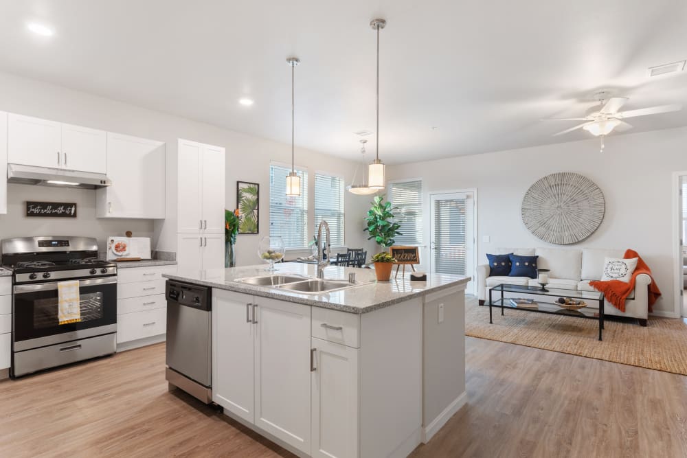 Kitchen sink island at WellQuest of Elk Grove in Elk Grove, California