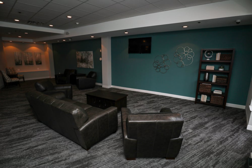 Cozy lounge area in the clubhouse at Creekview Court in Getzville, New York