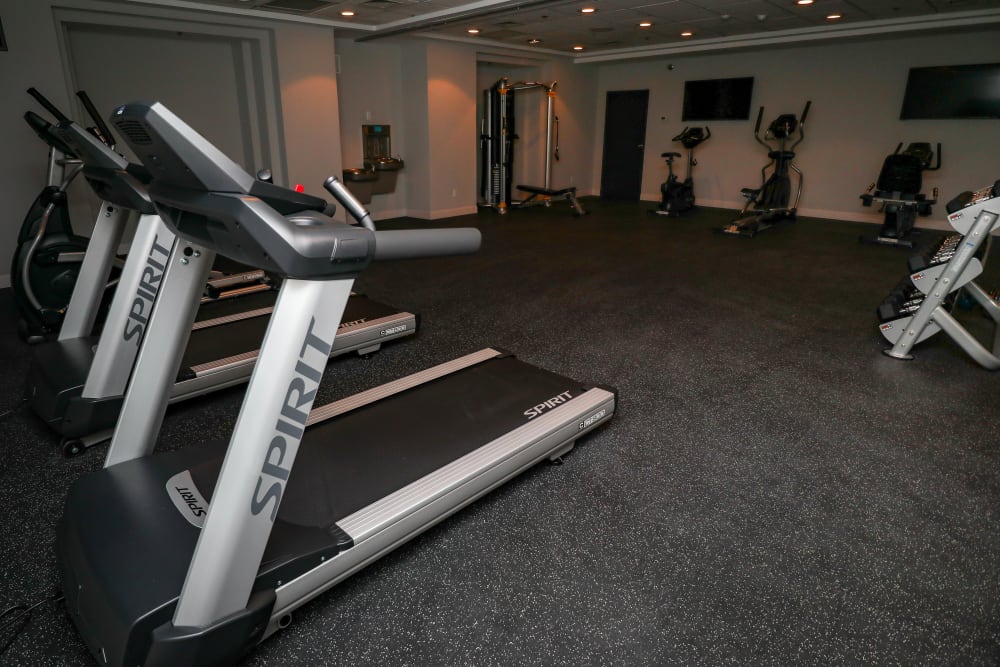 Fully equipped fitness center at Creekview Court in Getzville, New York