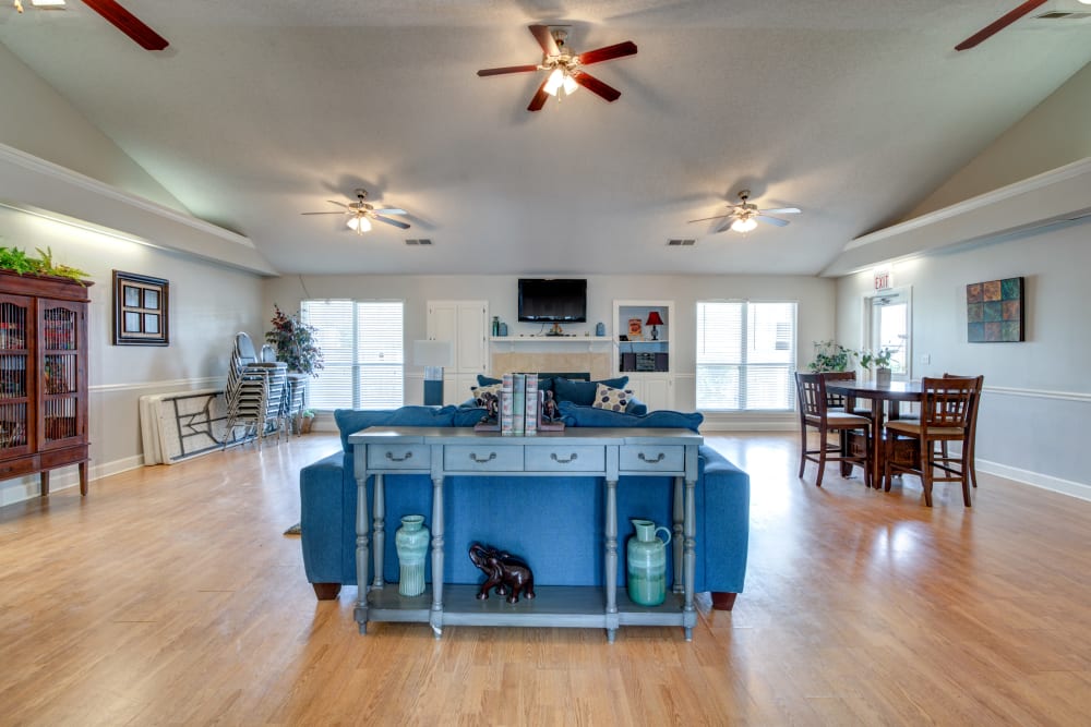 A beautiful clubhouse with wood-style flooring at Cedar Ridge in La Vergne, Tennessee
