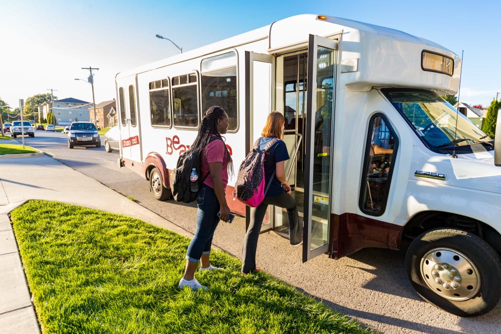 Residents taking the bus at Beacon Springfield in Springfield, Missouri