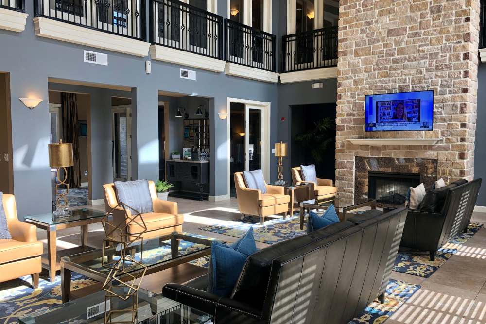 Clubhouse seating at The Abbey on Lake Wyndemere in The Woodlands, Texas
