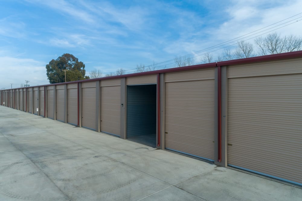 Open storage unit at Lincoln Ranch Self Storage in Lincoln, CA
