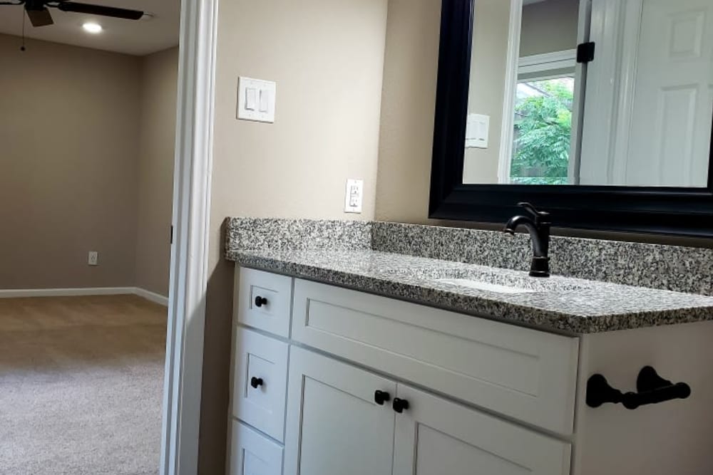 Bathroom sink at Bateswood Manor in Houston, Texas