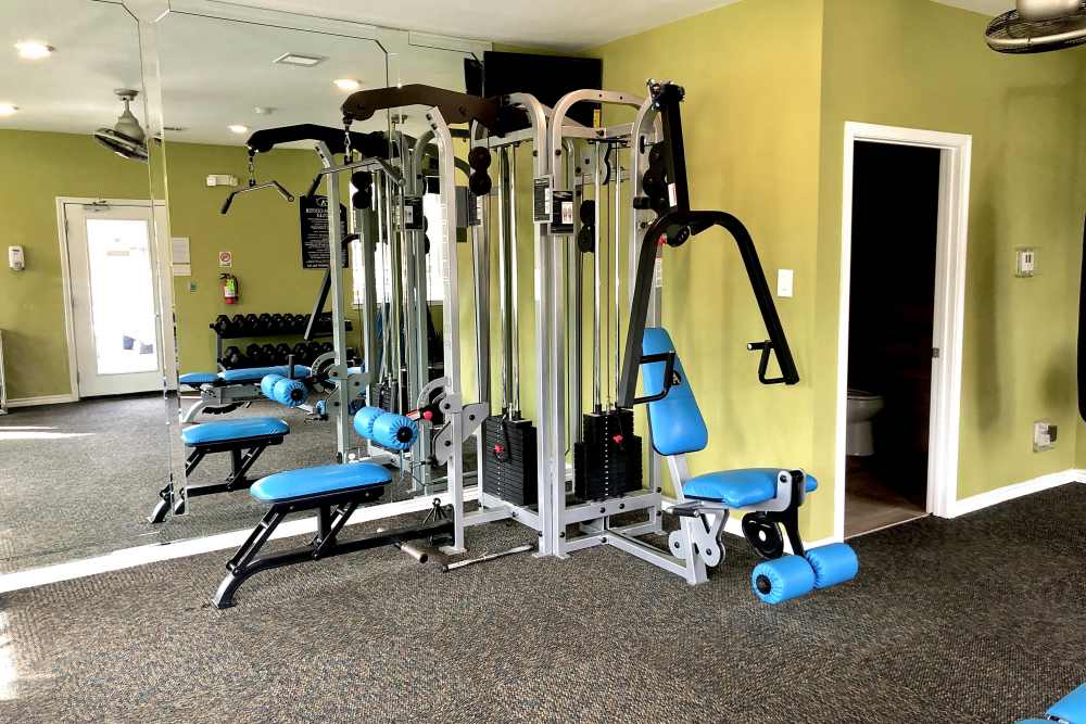 Modern Fitness Center at The Abbey at Montgomery Park in Conroe, Texas