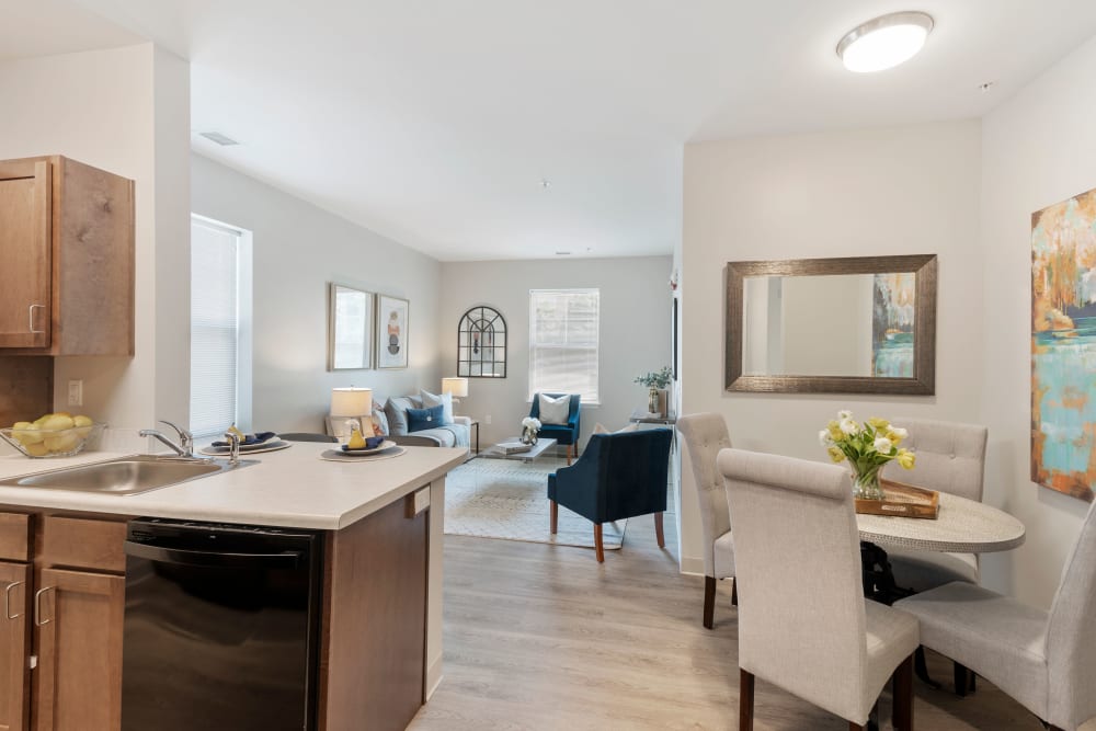 Open living spaces at The Apartments at Sharpe Square in Frederick, Maryland