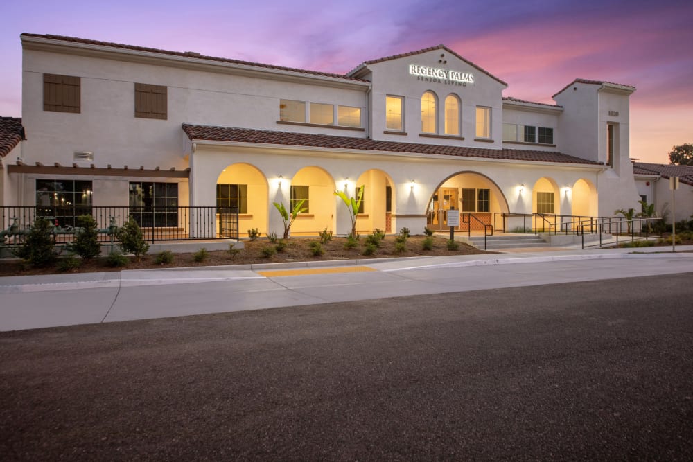 Front view of the main building at Regency Palms Oxnard in Oxnard, California