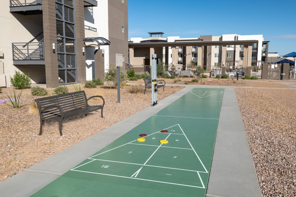 Outdoor shuffle board game at Sky at Chandler Airpark