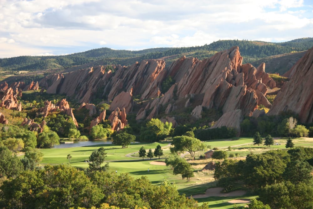 A view of the flat irons near Applewood Pointe of Westminster in Westminster, Colorado