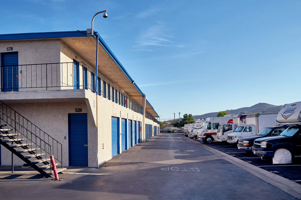 RV parking and drive up storage at Stor'em Self Storage in San Marcos, California