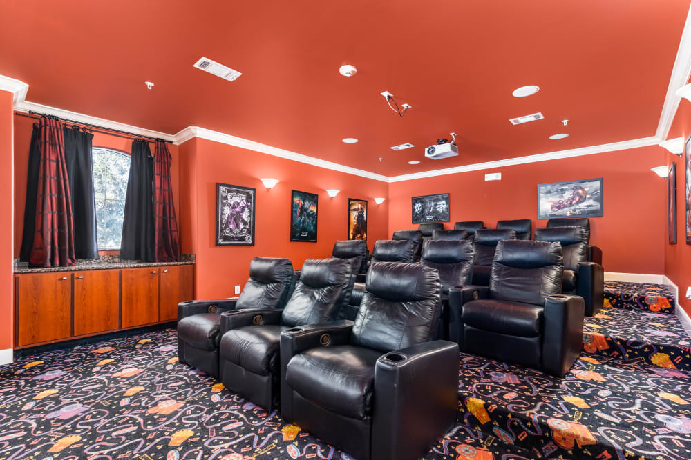Enjoy apartments with a resident movie theater room at The Abbey at Grande Oaks in San Antonio