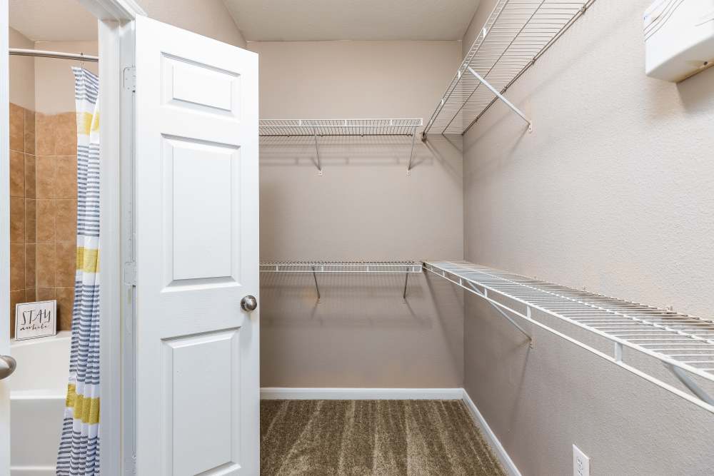 Spacious walk-in closets at The Abbey at Grande Oaks in San Antonio, Texas