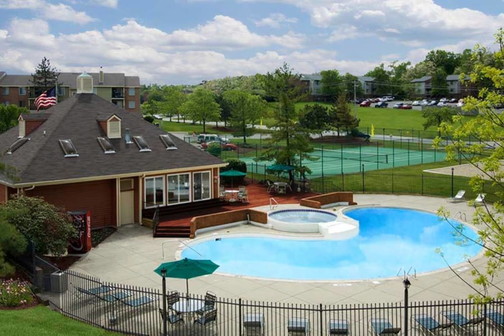 Sparkling pool at Cobblestone Grove Apartment Homes in Fairfield, Ohio