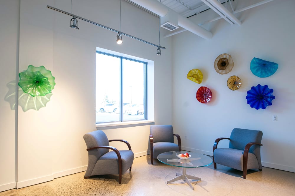 Waiting area for our office suites at Apple Self Storage - Oakville in Oakville, Ontario