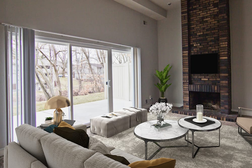 Naturally well-lit living room at Nineteen North Apartments in Pittsburgh, Pennsylvania