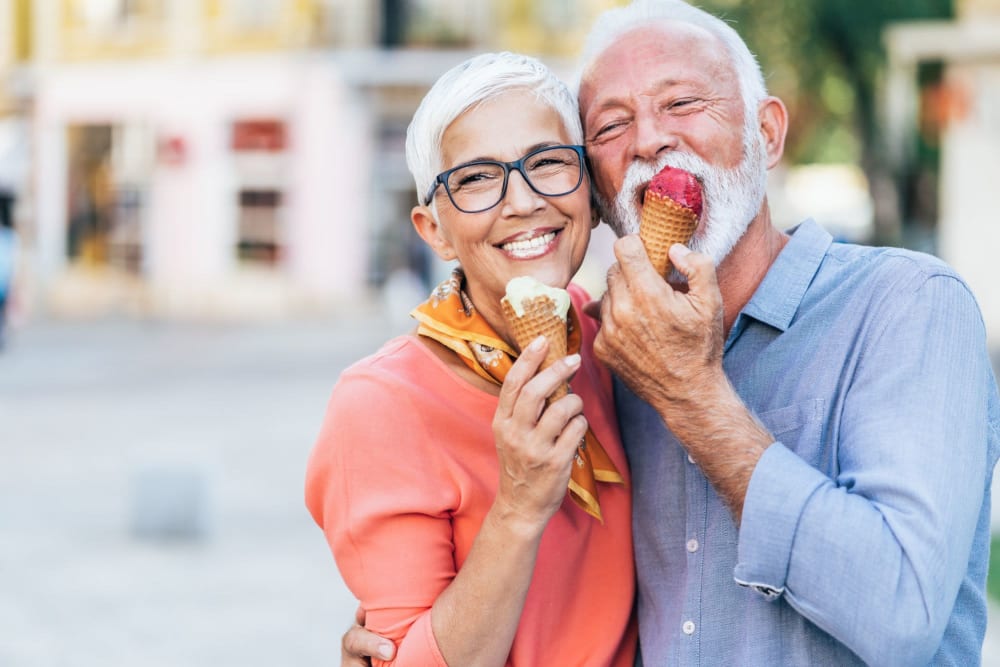 Friends getting ice cream together near Leisure Manor Apartments in Sacramento, California