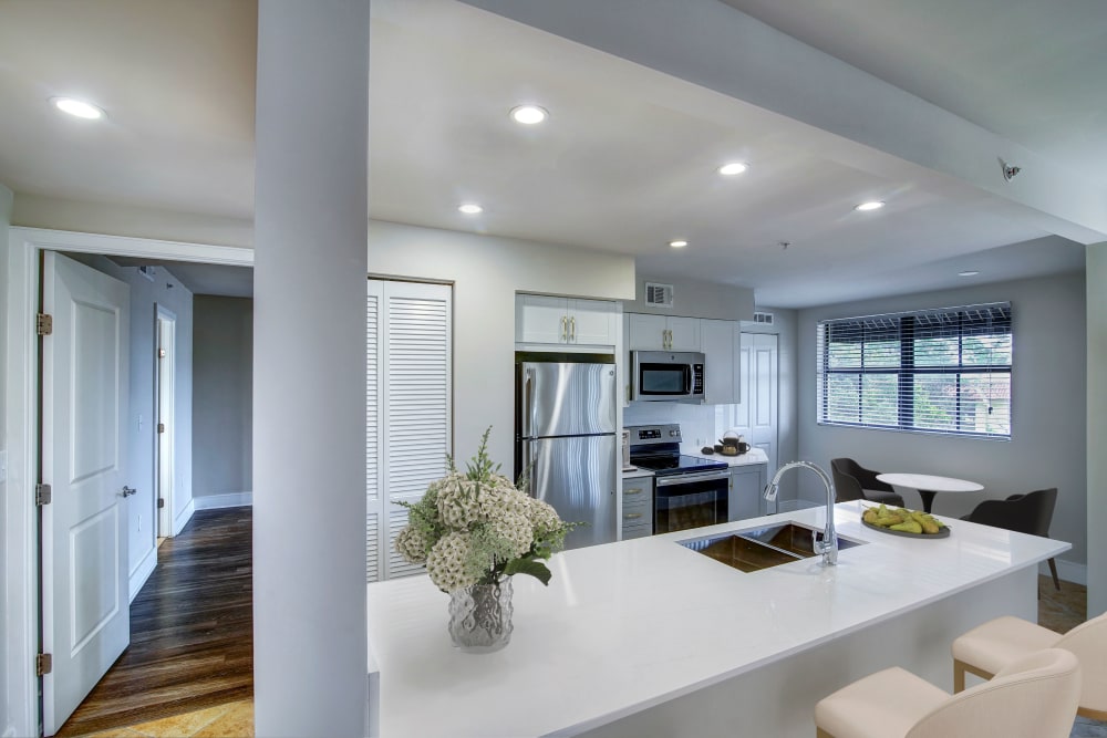 Bright, modern kitchen at The Heritage at Boca Raton in Boca Raton, Florida