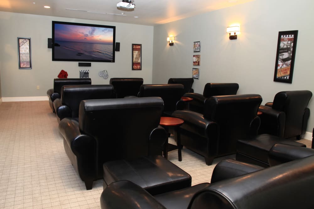 Onsite movie theater at The Heritage at Boca Raton in Boca Raton, Florida