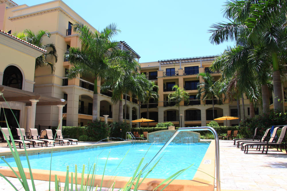 Sparkling swimming pool at The Heritage at Boca Raton in Boca Raton, Florida