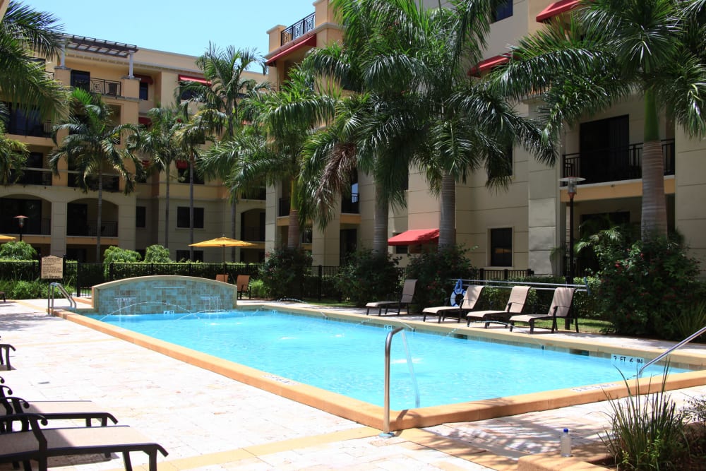 Luxurious swimming pool at The Heritage at Boca Raton in Boca Raton, Florida