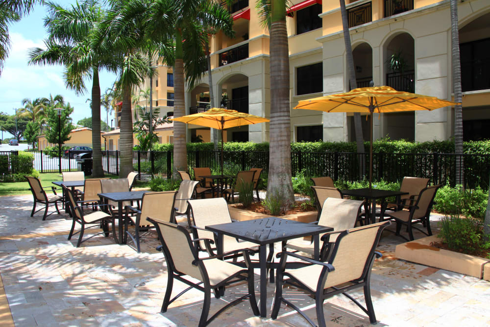 Poolside patio at The Heritage at Boca Raton in Boca Raton, Florida