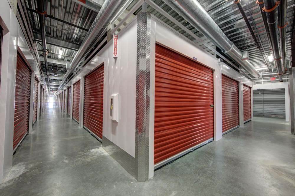 Hallways of internal storage units at Trojan Storage of Tigard in Tigard, Oregon