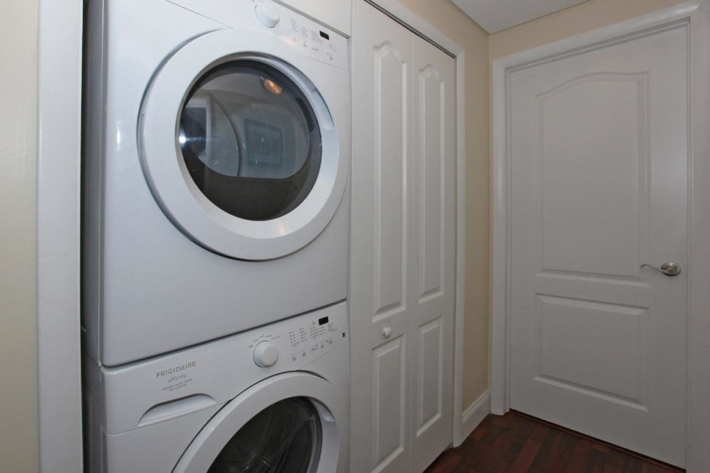 Washer and dryer in unit at Eagle Rock Apartments at West Hartford in West Hartford, Connecticut