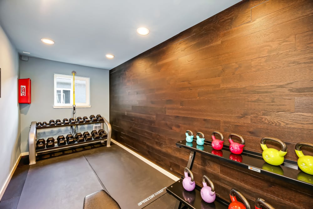 Fitness center at Union 18 in Seattle, Washington