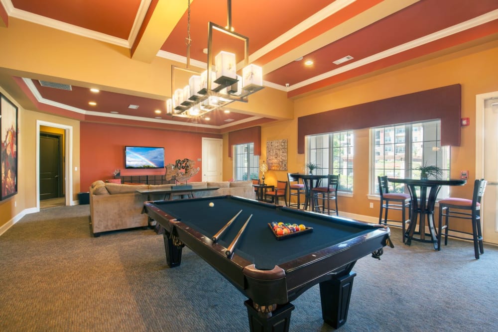 Billiards table at Hills Parc in Ooltewah, Tennessee