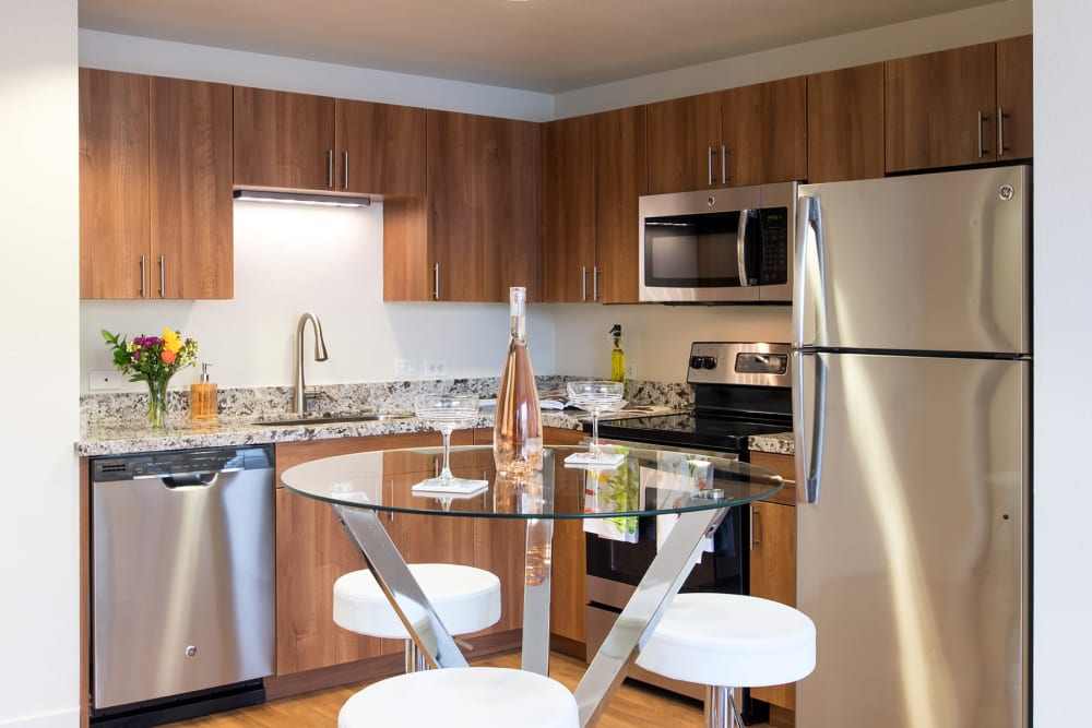 Kitchens with stainless appliances at 1010 Pacific in Santa Cruz