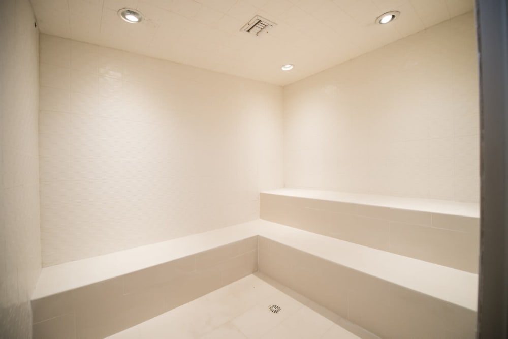 Steam room for residents to use after a long day at The Pearl in Ft Lauderdale, Florida
