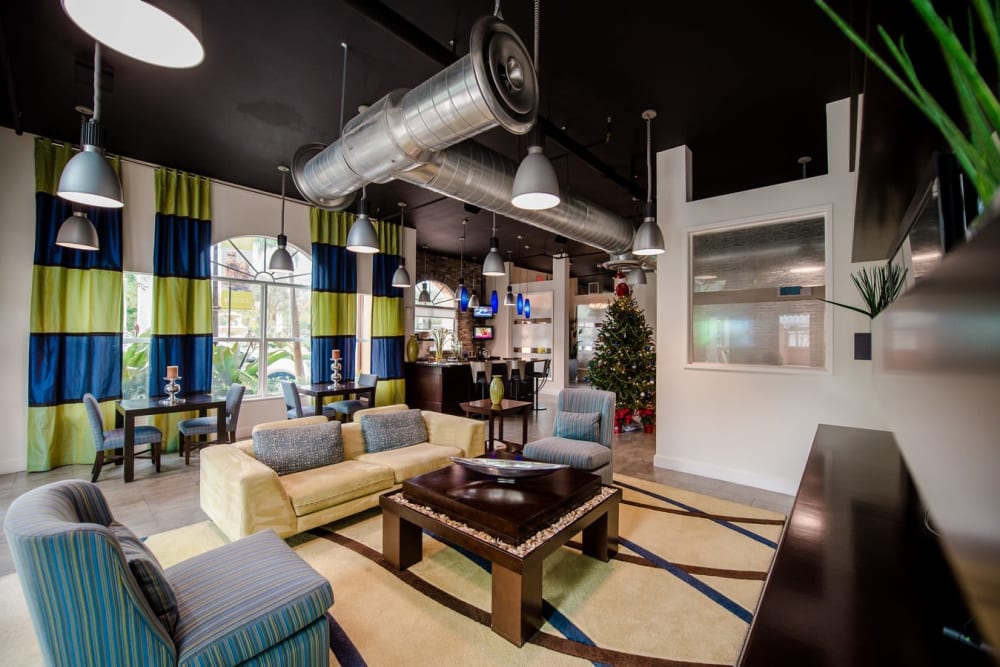 Clubhouse area for residents to hangout and play games with their friends at The Pearl in Ft Lauderdale, Florida