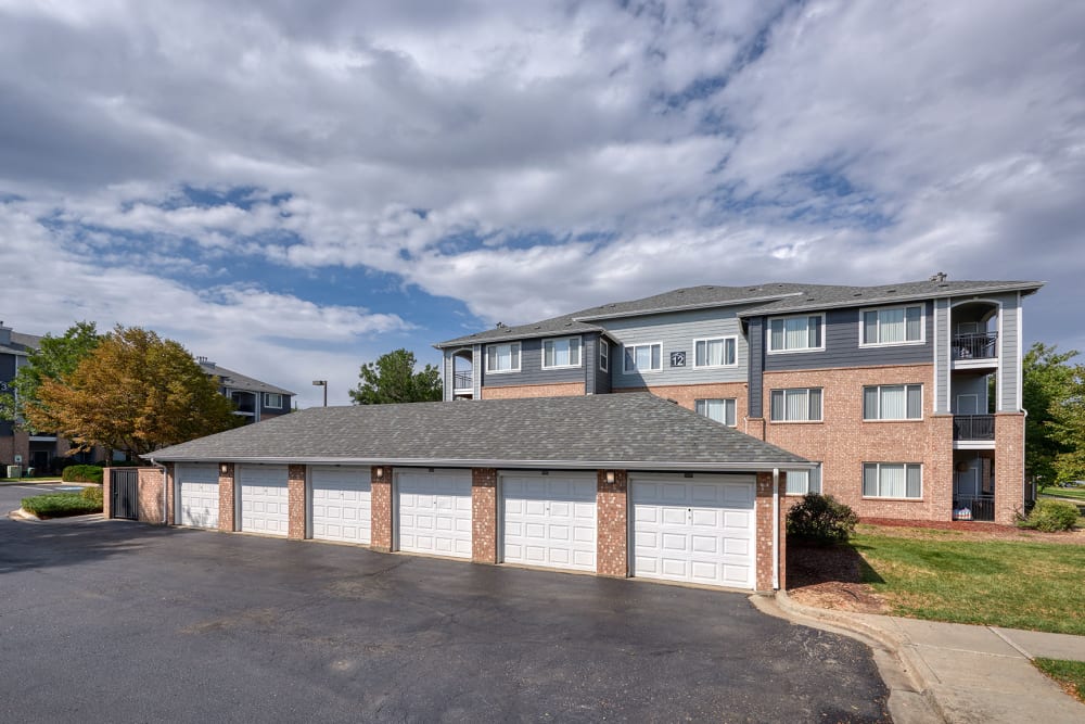 Garages at Hawthorne Hill Apartments in Thornton, Colorado