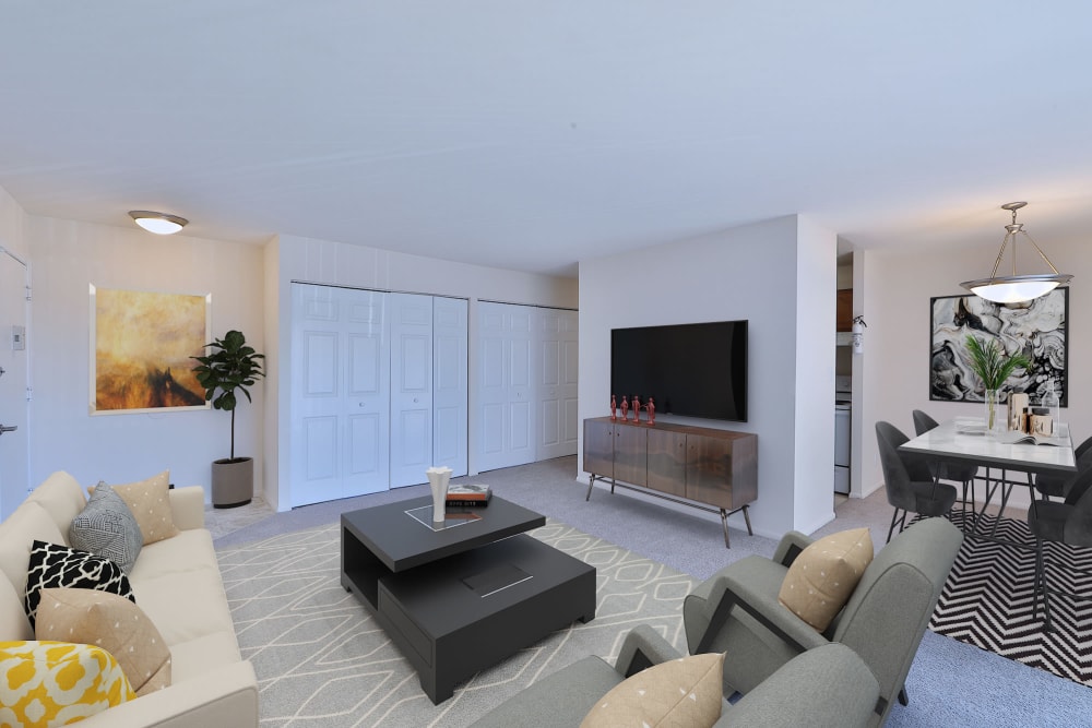 Spacious living room at Morningside Apartments & Townhomes in Owings Mills, Maryland