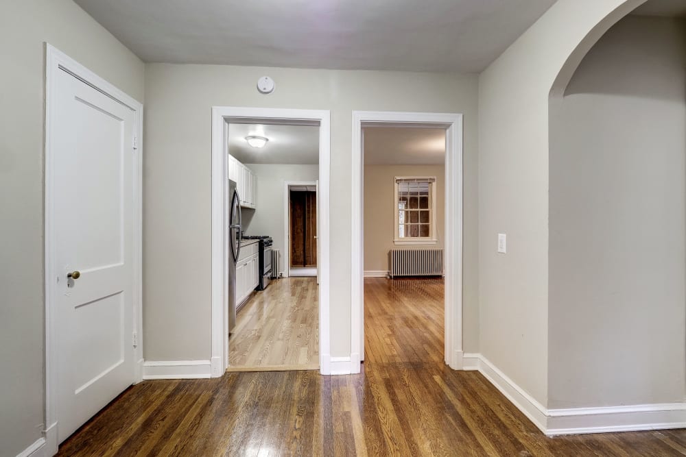 Spacious hallway at Avondale Apartments in Bethesda, Maryland