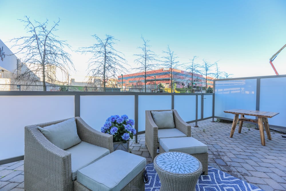Patio lounge area at Monarch at Ridge Hill in Yonkers, New York