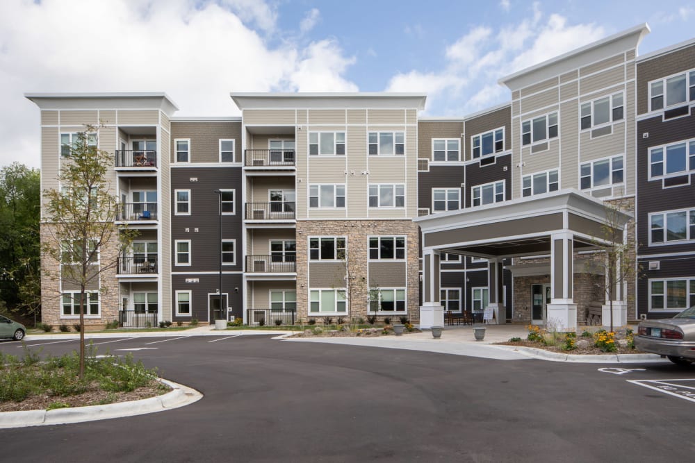 Exterior view of apartments at The Preserve of Roseville in Roseville, Minnesota. 