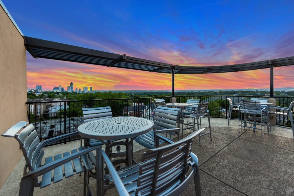 Rooftop lounge at Regents West at 24th in Austin, Texas