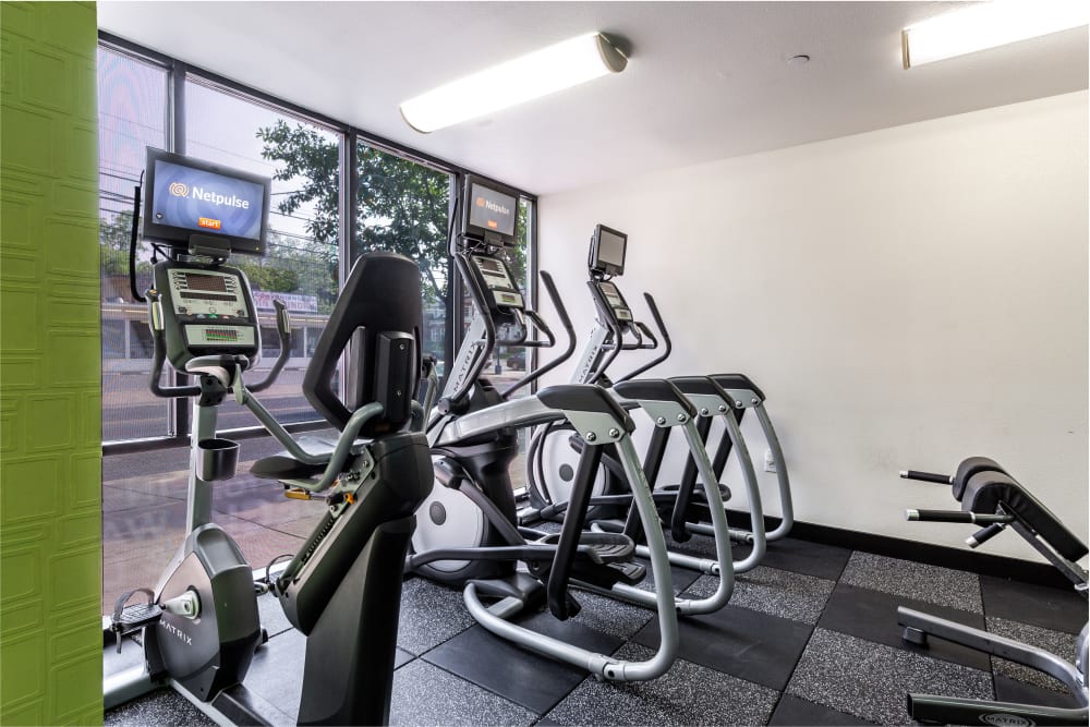 Fully equipped fitness center at Regents West at 24th in Austin, Texas