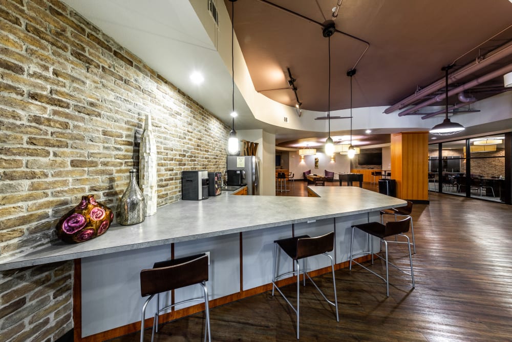 Community kitchen at Regents West at 24th in Austin, Texas