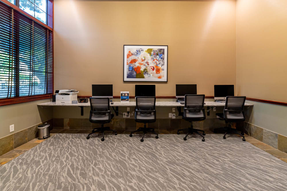 Business center at Marquis Parkside in Austin, Texas