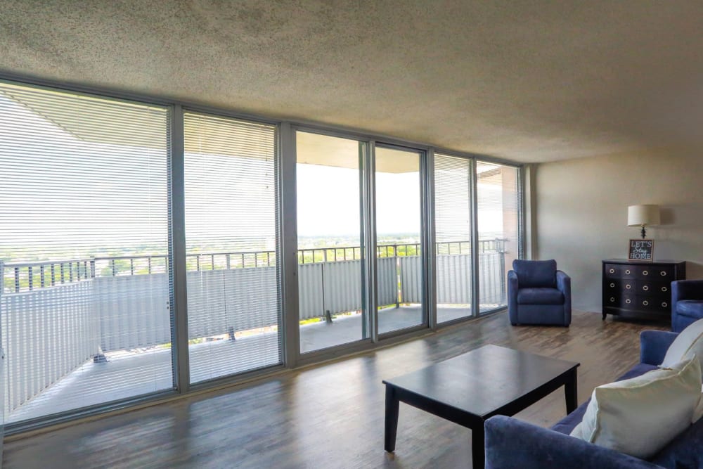 Amazing views off the private balcony from the living room at Hague Towers in Norfolk, Virginia