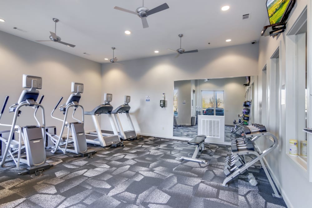 Fitness center at 12 South Apartments in Nashville, Tennessee